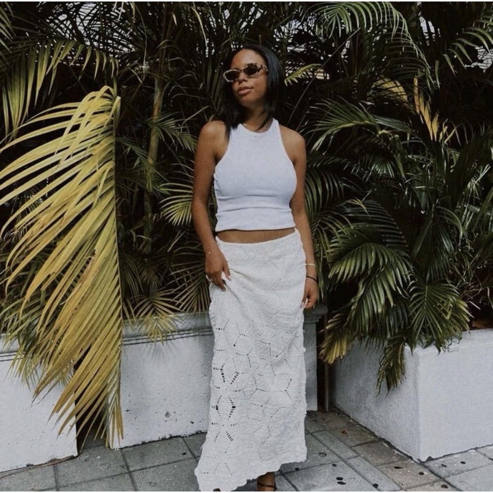 Free People White Crochet Tavi Skirt Size Small
